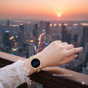 Led Display Touch Screen Watch In Golden !