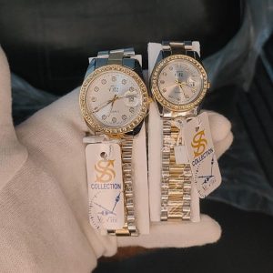 Couple Watch ! Two Tone White Dial