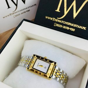 Gucci Square Slim Watch Two Tone White Dial