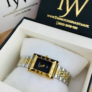 Gucci Square Slim Watch Two Tone Black Dial