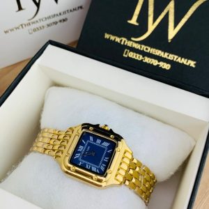 Cartier Square Mini Dial Golden Blue Dial
