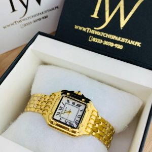 Cartier Square Mini Dial Golden White Dial