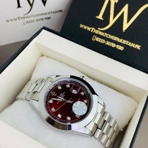 Rolex Oyster Silver Maroon !