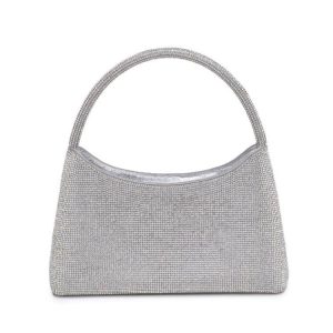 Elegant Silver Crystal Evening Bag