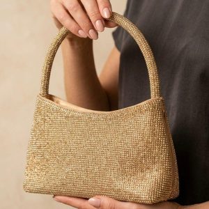 Elegant Gold Crystal Evening Bag